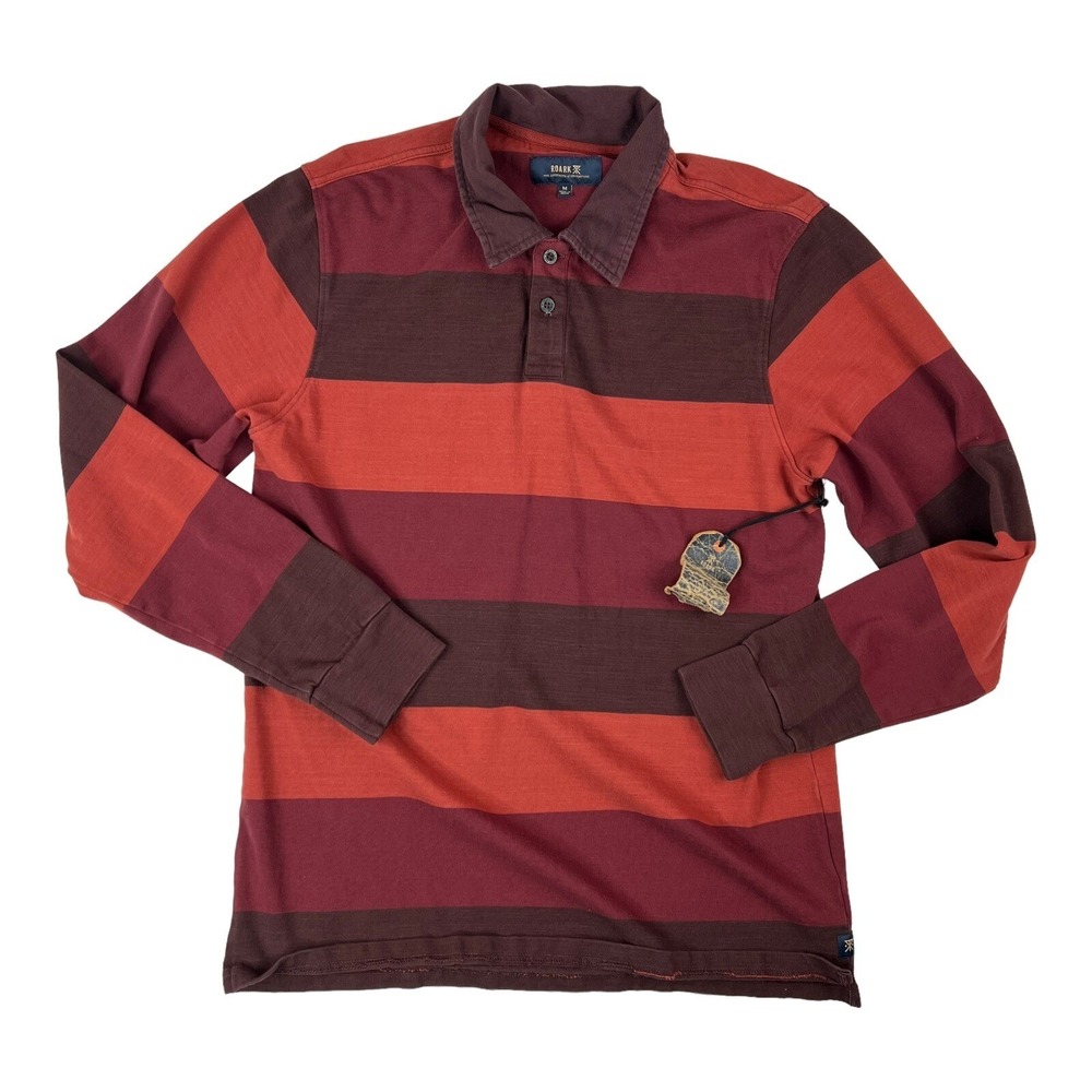 NWT‎ Roark Maroon Colorblock L/S Cotton Polo Shirt Mens Size Medium M